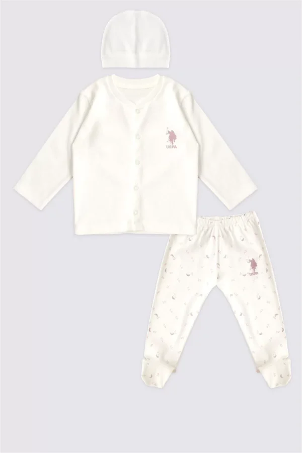 Kız Bebek Patikli 3'lü Takım  Krem