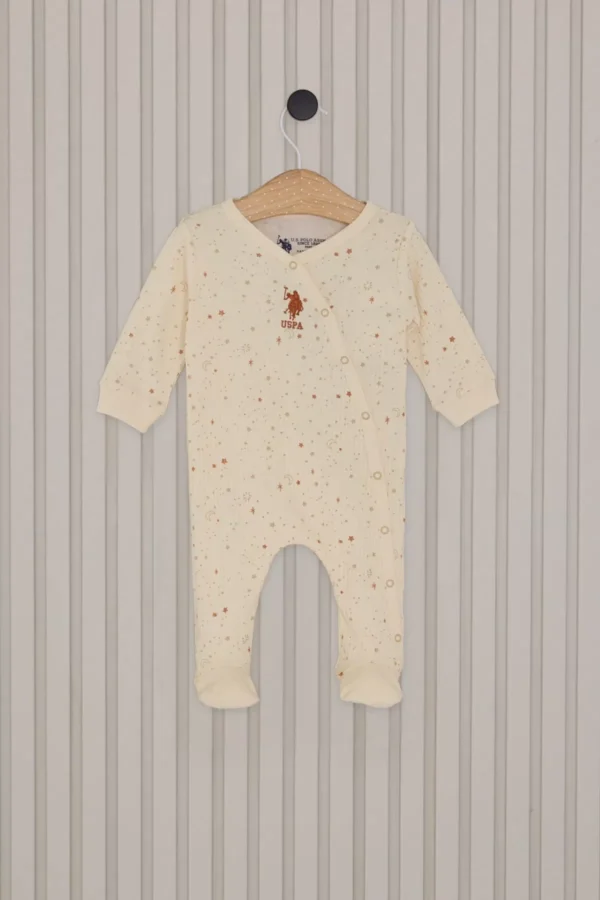 Kız Bebek Patikli Tulum  Krem