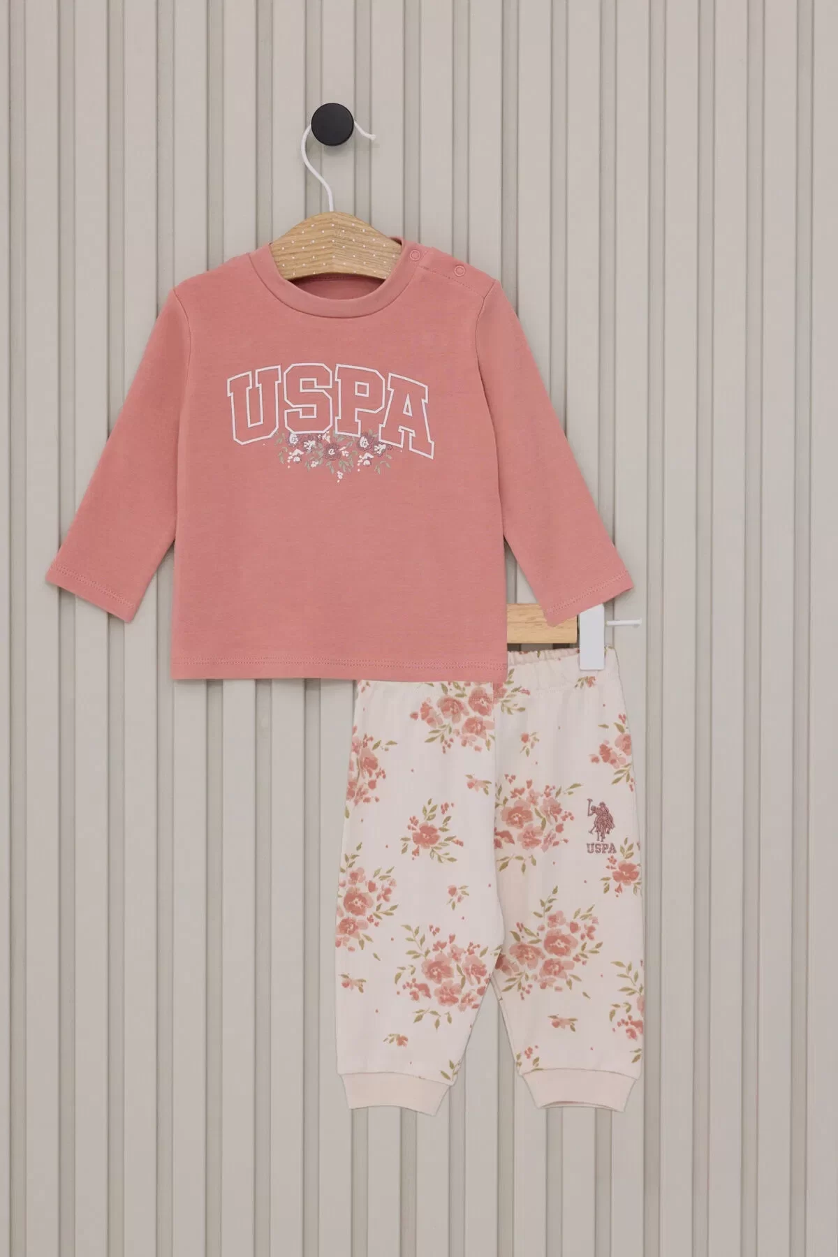 Kız Bebek Uzun Kol 2'li Takım Usb2130 Retro Pembe
