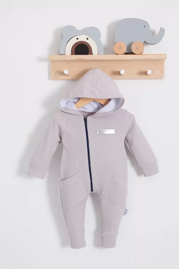 Yandan Cepli Fermuarlı % 100 Pamuk Erkek Bebek Tulumu