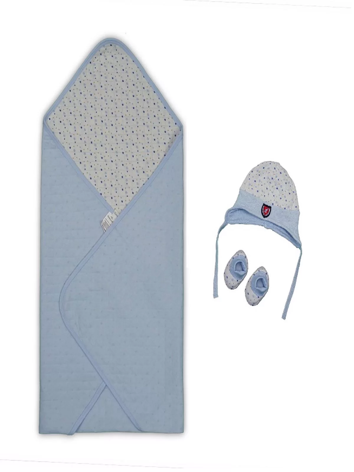 Yenidoğan Baskılı Double Face Şapka Ve Patikli 3lü Bebek Battaniye Takımı - Görsel 2