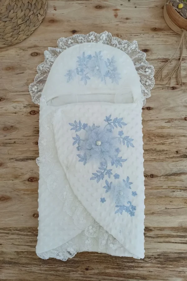 Yenidoğan Topçikli Gül Bahçesi Tül Örtülü Kız Erkek Bebek Klasik Kundak Bebek Battaniyesi